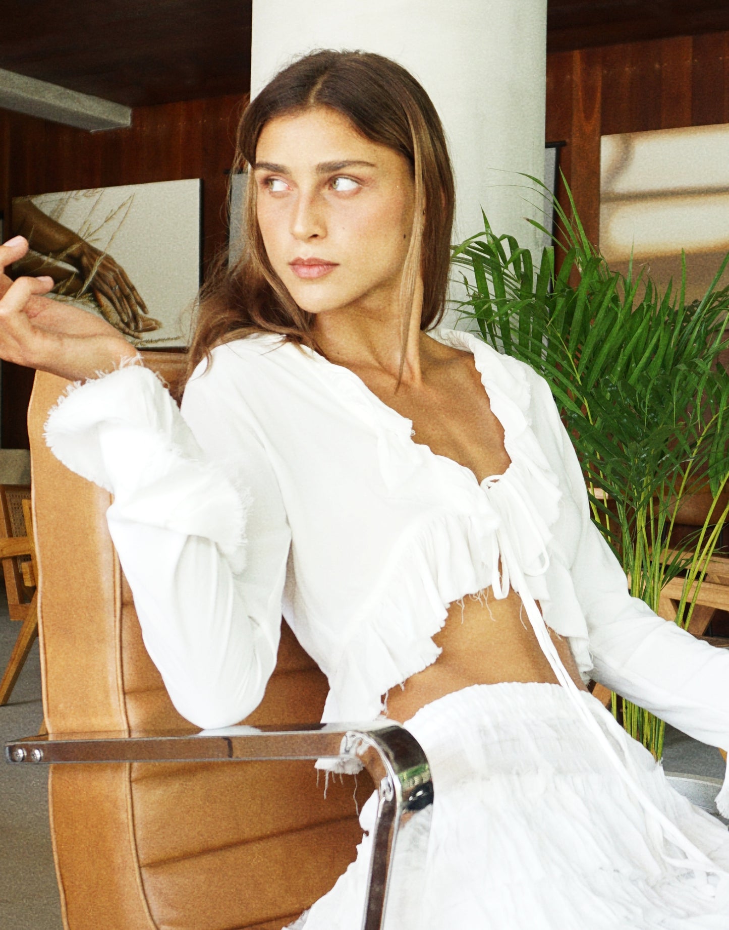 Ruffled blouse/ Bamboo viscose