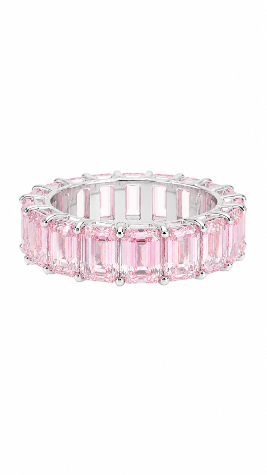 Princess Eternity Band  · 925 Silver & Pink Zircons