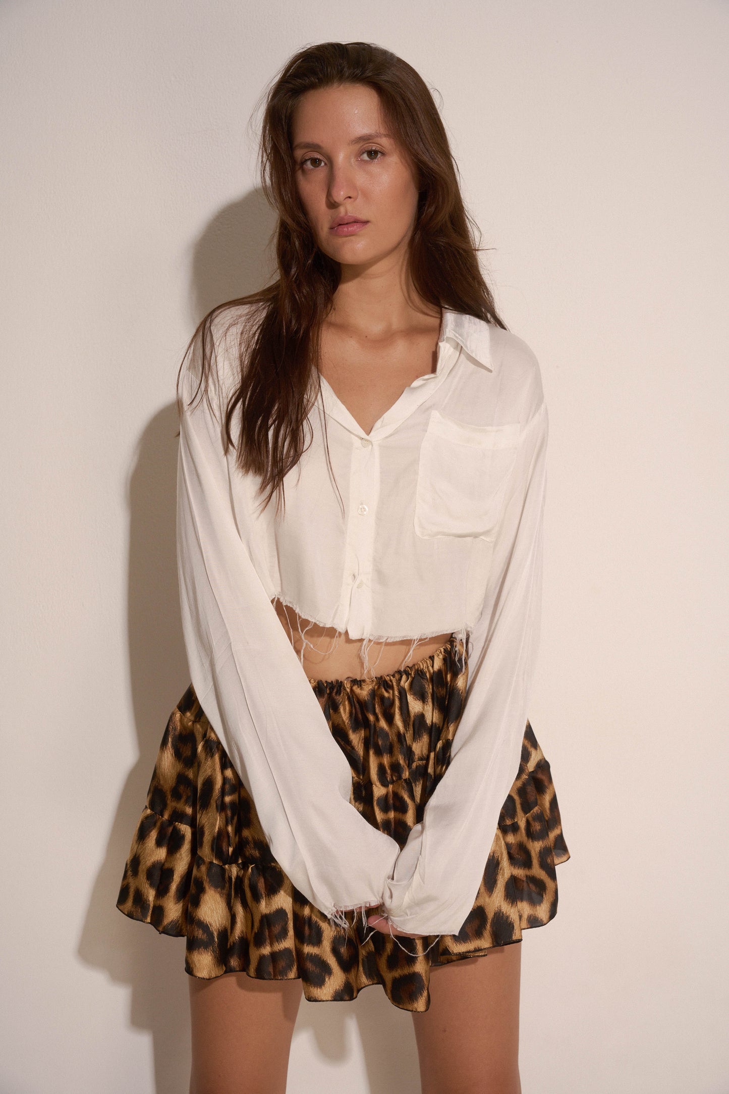 Leopard silk skirt