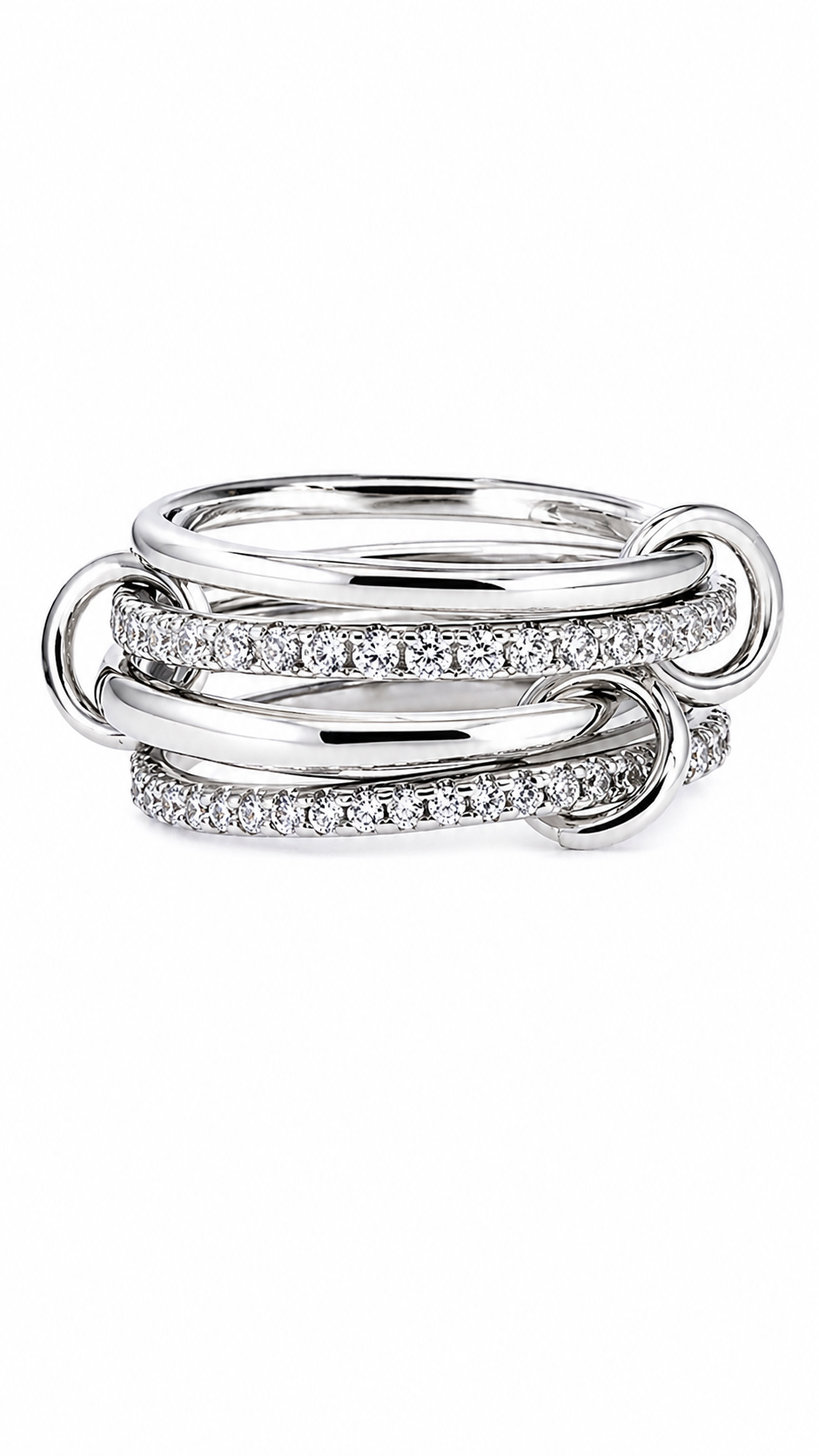 Serpent · Silver & Zirconia Mixed Ring Set