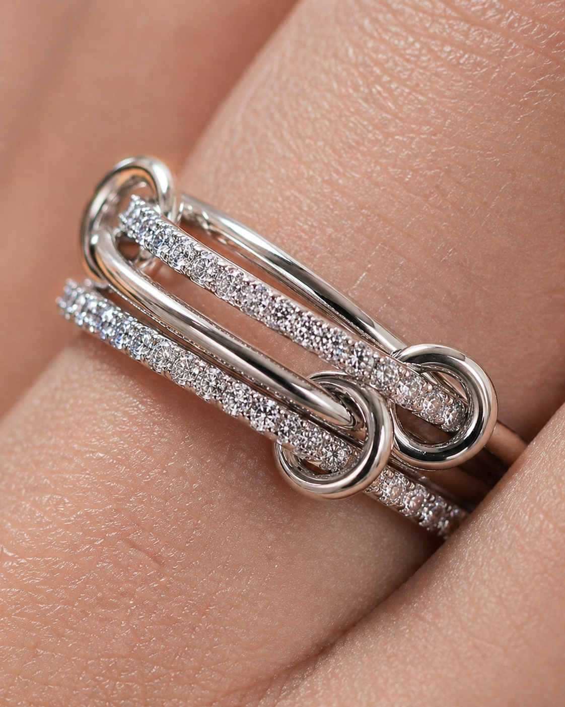Serpent · Silver & Zirconia Mixed Ring Set