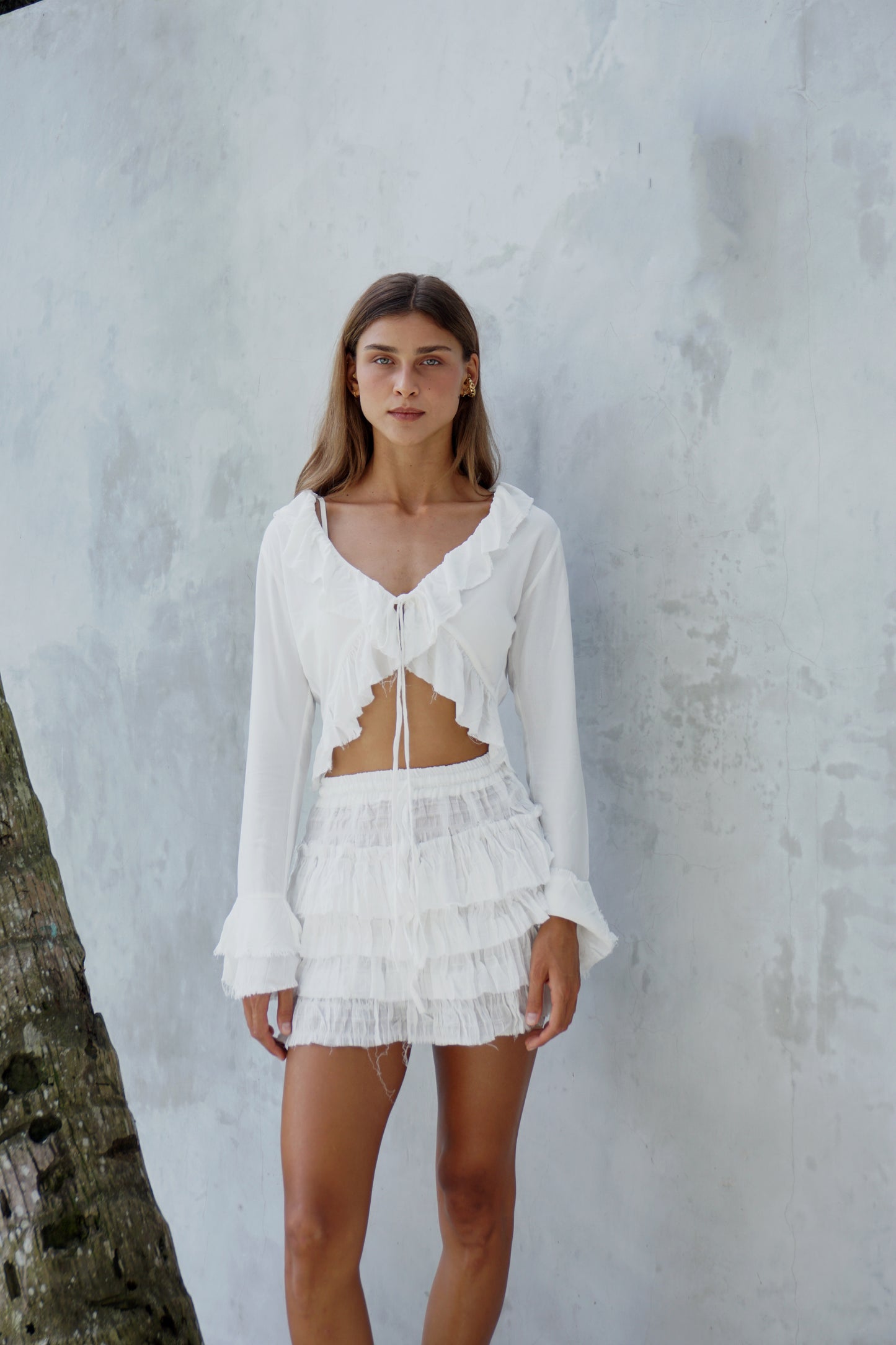 Ruffled blouse/ Bamboo viscose