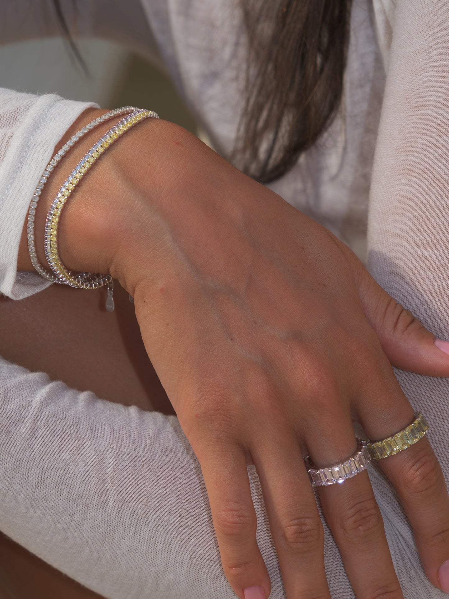 Princess Eternity Band · 925 Silver & Canary Zircons