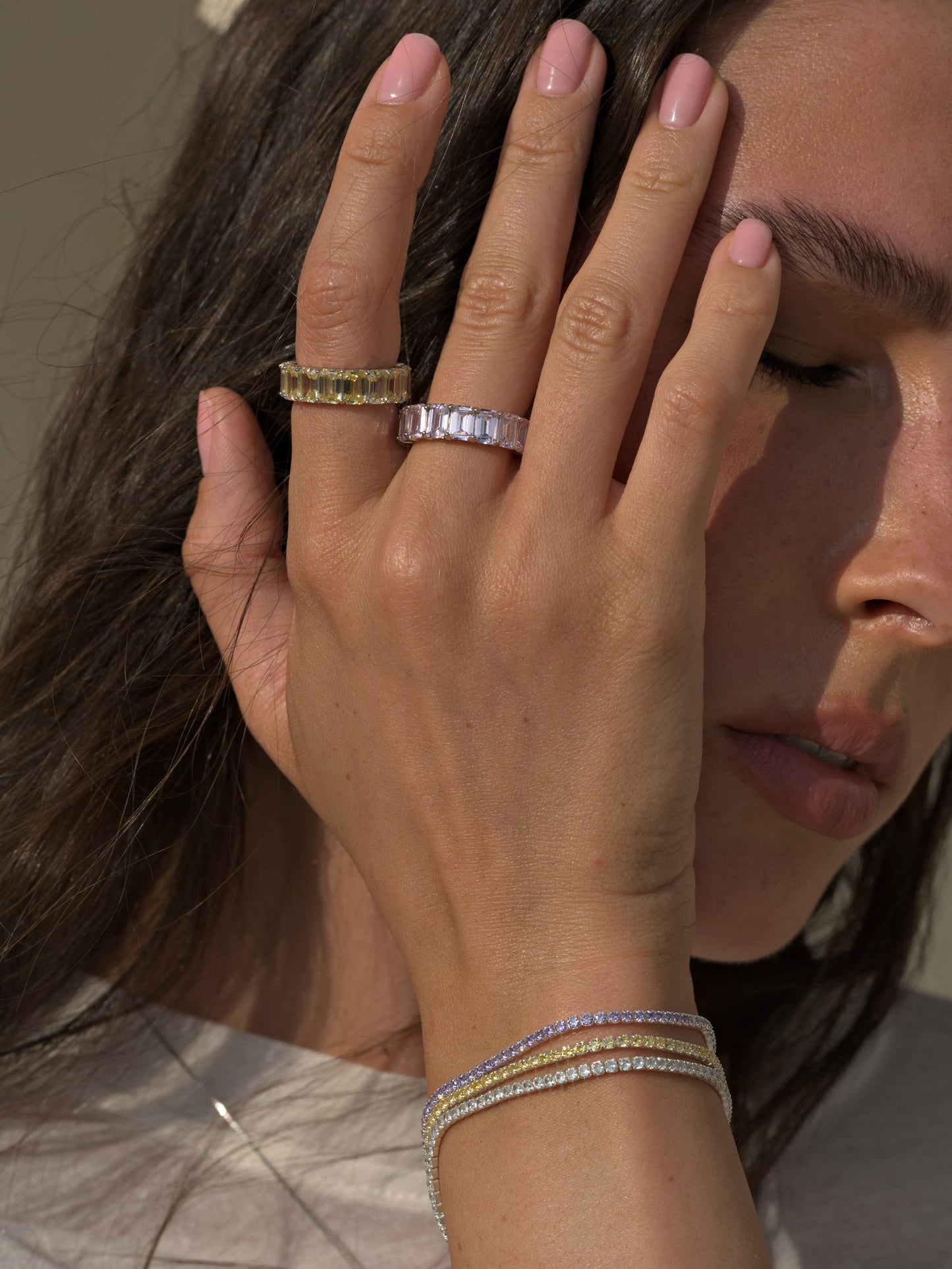 Princess Eternity Band · 925 Silver & Canary Zircons