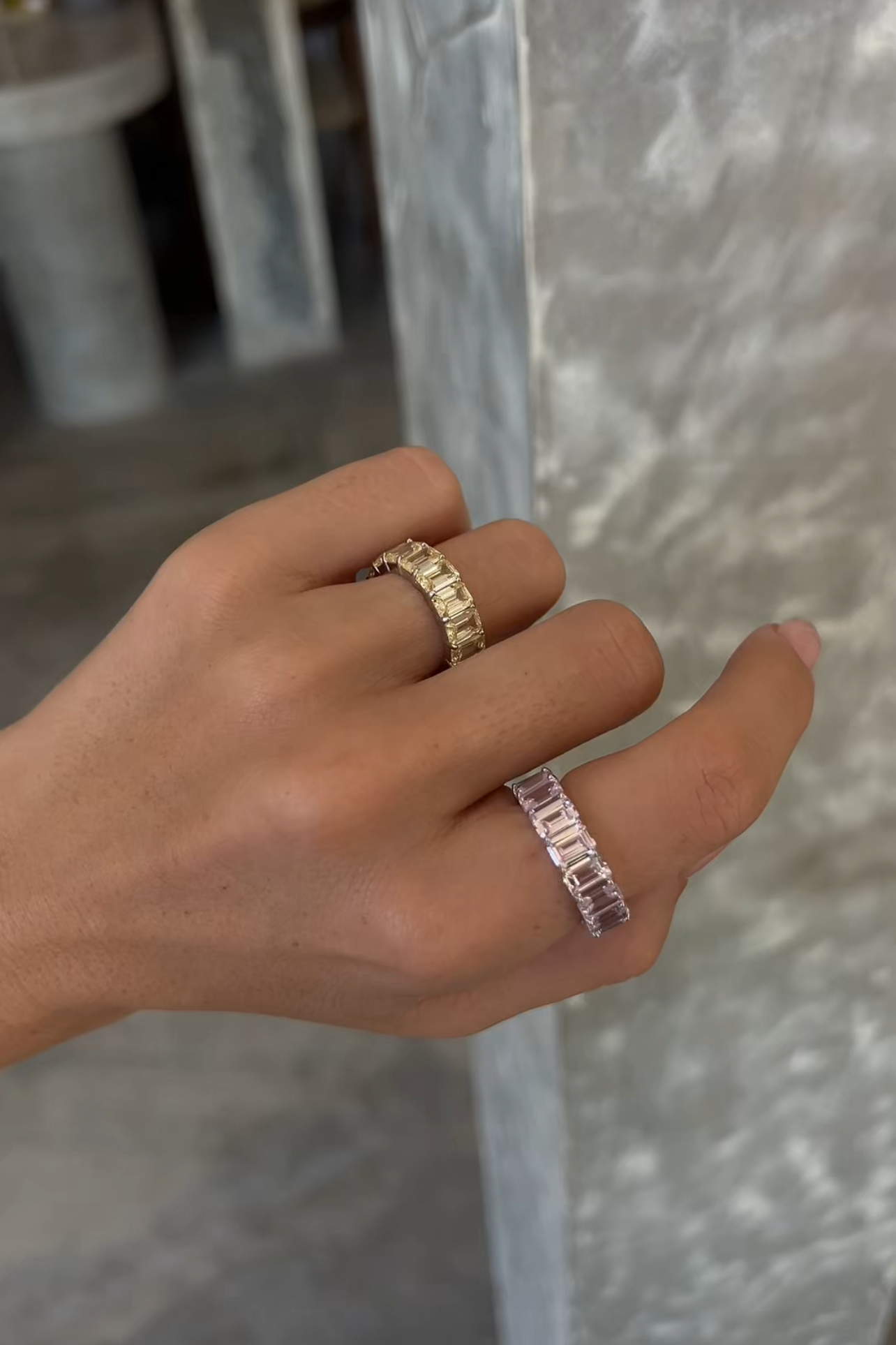 Princess Eternity Band  · 925 Silver & Pink Zircons