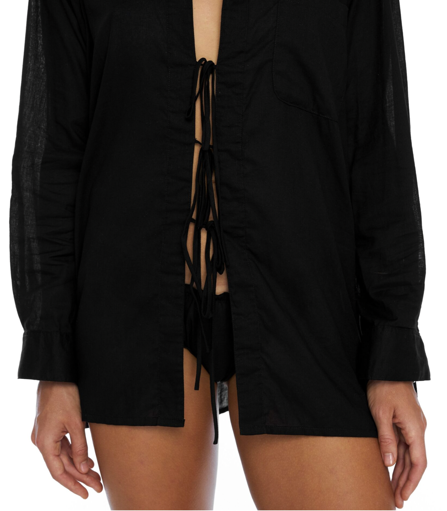 String Blouse / Black organic cotton