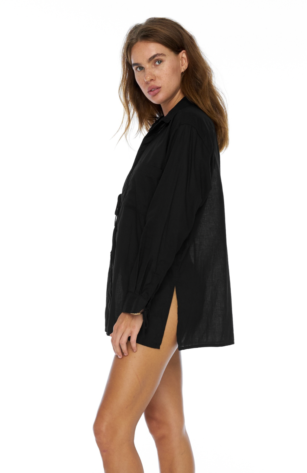 String Blouse / Black organic cotton