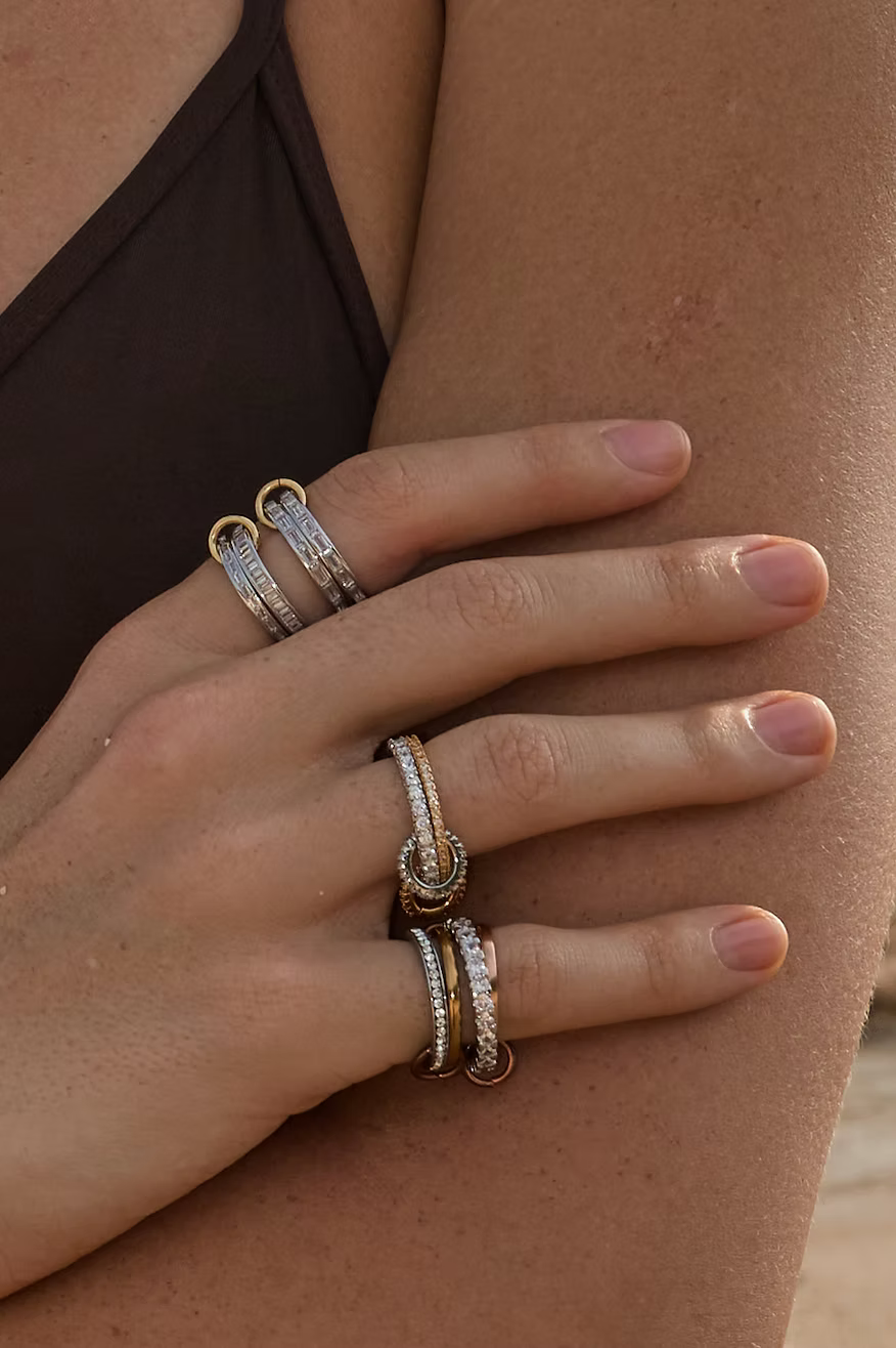 Snake Stackable Set 925 Silver Mixed 18k Gold Plated Statement Ring