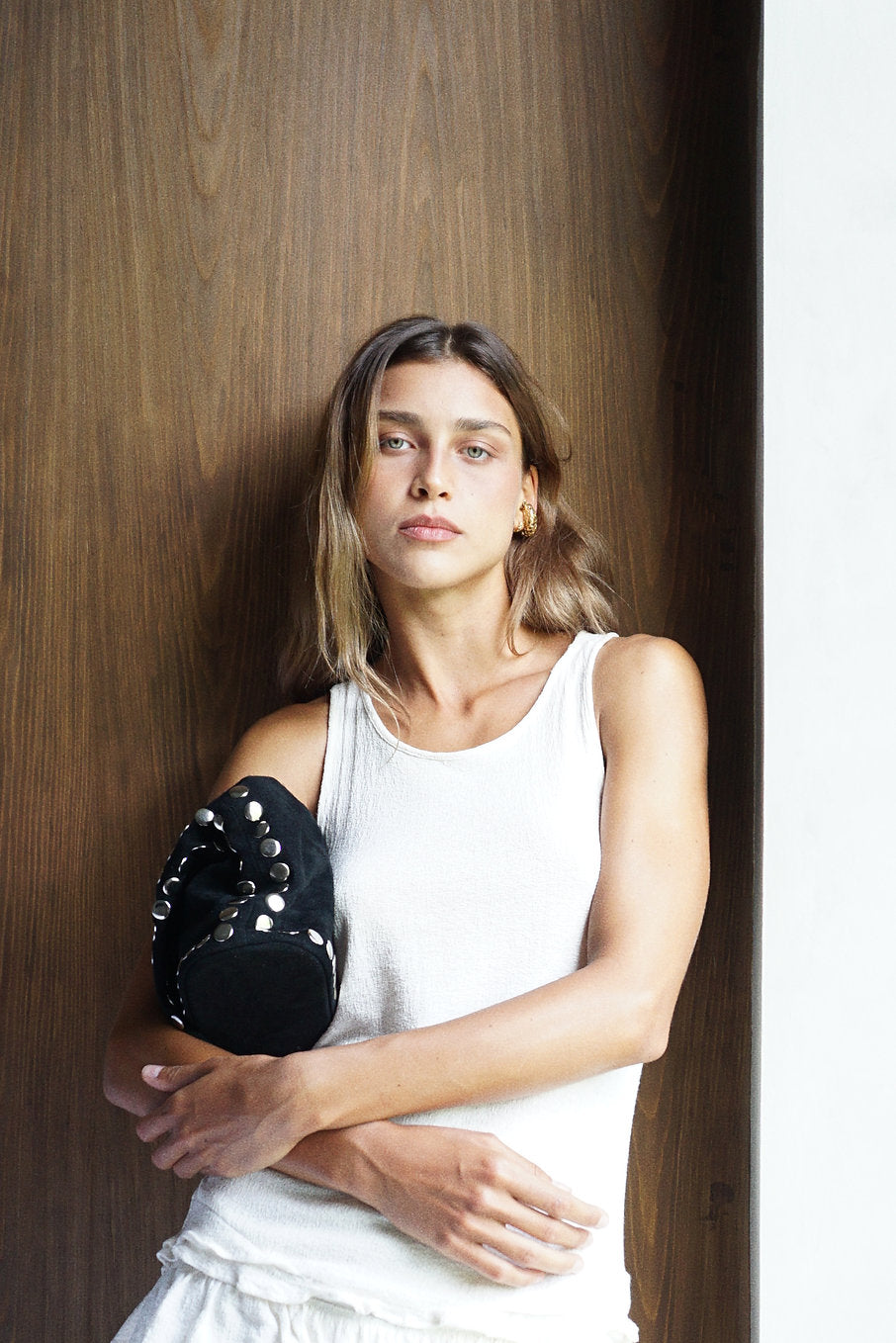 Studded leather bag / Black