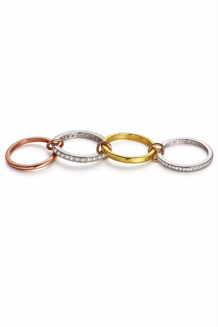Snake Stackable Set 925 Silver Mixed 18k Gold Plated Statement Ring