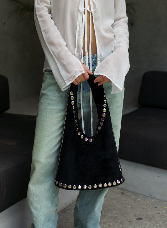 Studded leather bag / Black