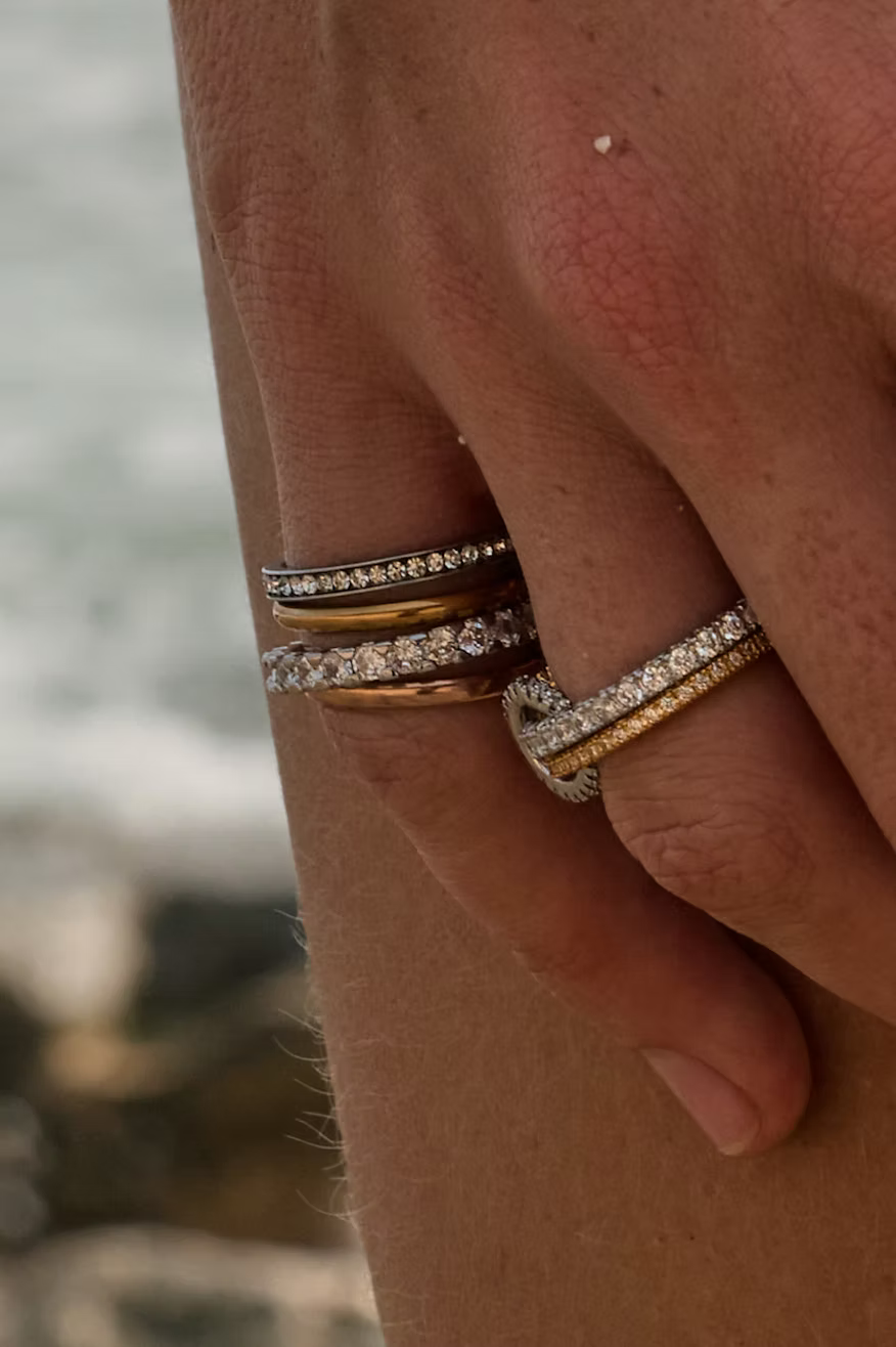 Snake Stackable Set 925 Silver Mixed 18k Gold Plated Statement Ring