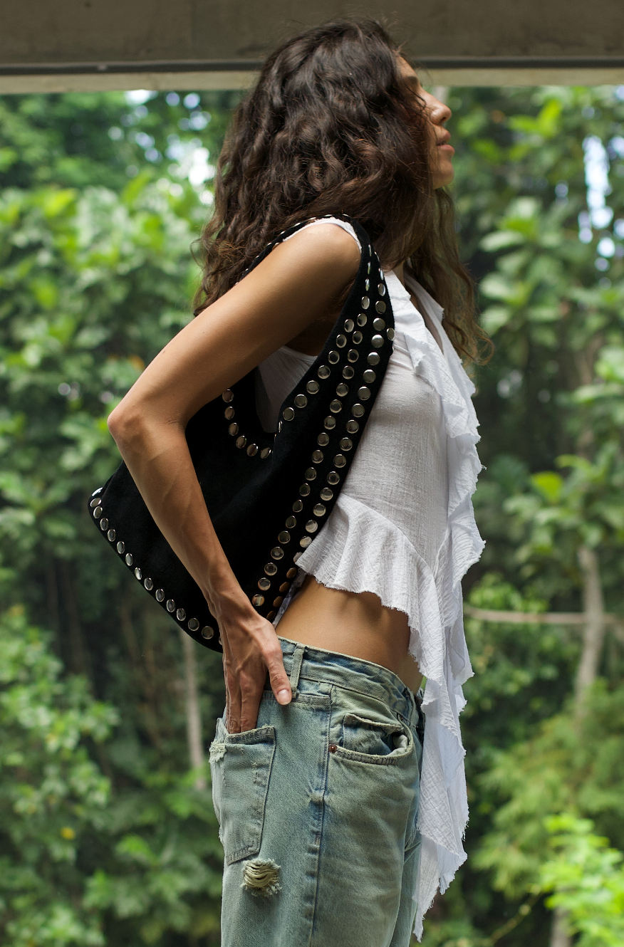 Studded leather bag / Black