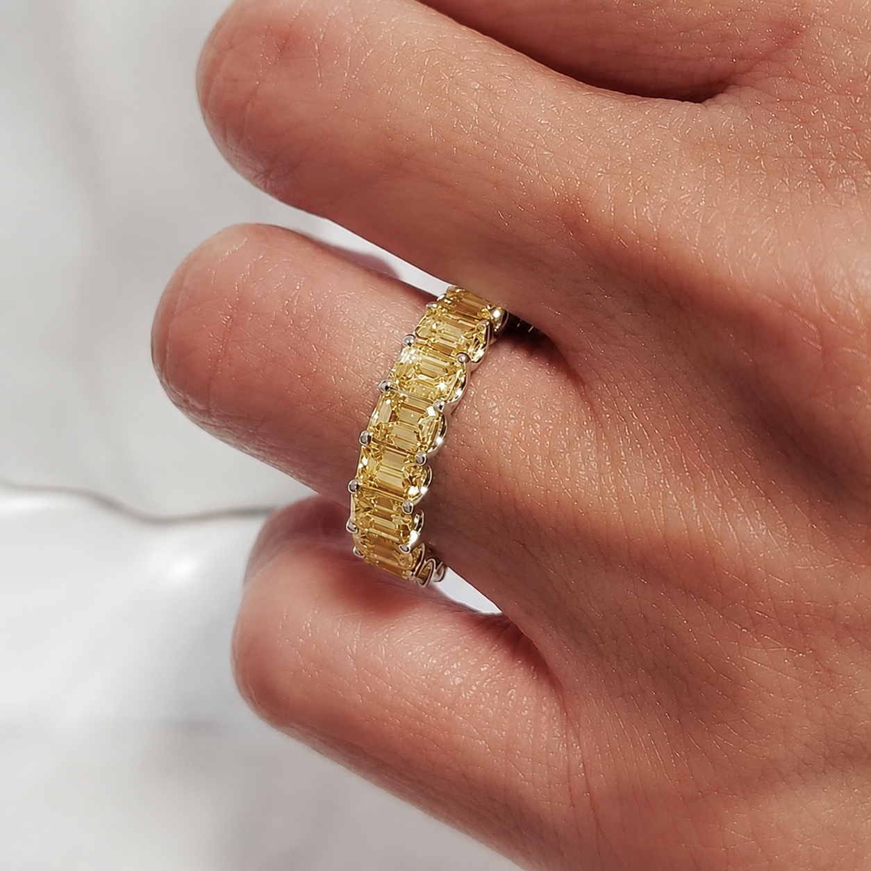 Princess Eternity Band · 925 Silver & Canary Zircons